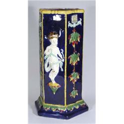 Victorian hexagonal Majolica stickstand, re…