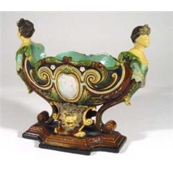 Victorian Majolica boat shaped vase, decora…