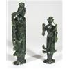 Image 1 : Two carved spinach jade oriental figures cl…