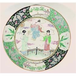 Chinese Famille Verte style charger hand pa…