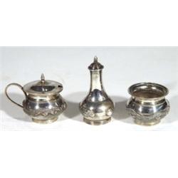 Three piece Chinese silver cruet cast with …