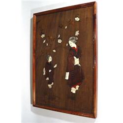 Japanese hardwood plaque decorated with sta…