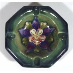 Hexagonal Moorcroft ashtray, hand painted a…