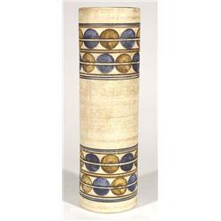 Large cylindrical Troika vase, hand painted…