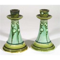 Pair of Mintons Successionist candlesticks,…