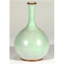 Green glazed Art pottery bottle vase, paint…
