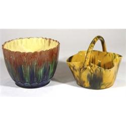 Burmantofts faience glazed planter and a Du…