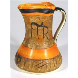 Hand painted Myott Art Deco jug, initialled…
