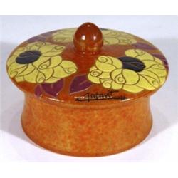 French Art Nouveau mottled orange glass pow…