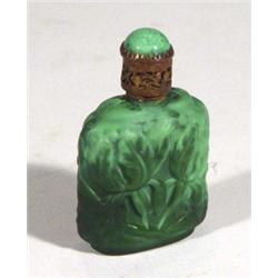 Czechoslovakian Art Deco green glass scent …