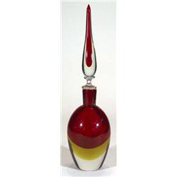 1960s red, amber and clear venini cut glass…