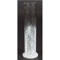 Cylindrical mottled white overlay Art glass…