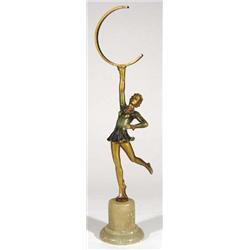Coloured Art Deco bronze figurine of a youn…