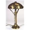 Image 1 : Brass Arts and Crafts table lamp, the domed…