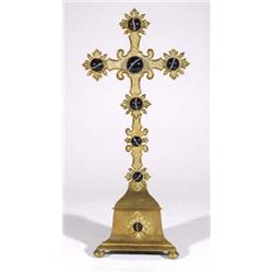 Triangular based Arts and Crafts brass cros…