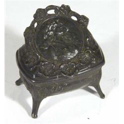 Art Nouveau style metal trinket box with ve…