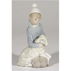Hand painted Lladro group of a young girl t…