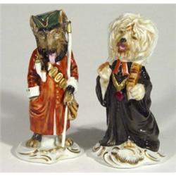 Two hand painted Continental porcelain dogs…