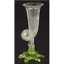 Victorian twisted clear and green glass bud…