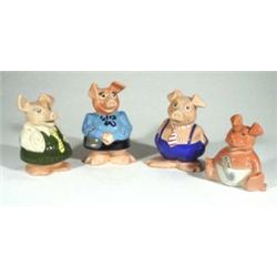 Four hand painted Wade Natwest pig moneyban…