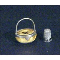 Silver plated and velvet basket shaped pinc…