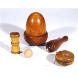 Treen acorn shaped pot and cover, a child's…