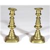 Image 1 : Pair of square based brass candlesticks, 17…