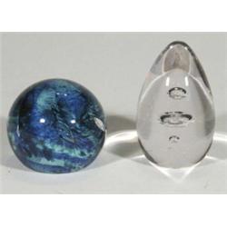 Swedish clear bubble glass paperweight and …