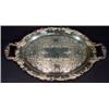 Image 1 : Twin handled silver plated tray, the rim mo…