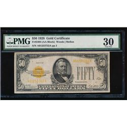 1928 $50 Gold Certificate PMG 30