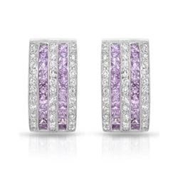 18KT White Gold 2.05ctw Pink Sapphire and Diamond Earrings