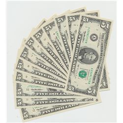 (Lot of 12) 1995 $5 Federal Reserve Notes District Block Set