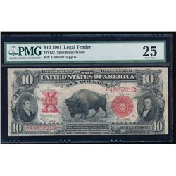1901 $10 Bison Legal Tender Note PMG 25
