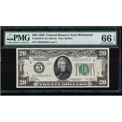 1928 $20 Richmond Federal Reserve Note PMG 66EPQ