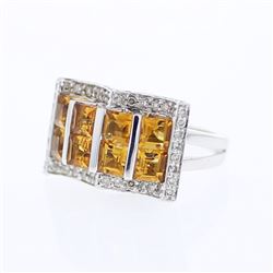 14KT White Gold 2.51ctw Citrine and Diamond Ring