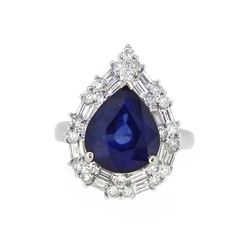 18KT White Gold 6.19ct Sapphire and Diamond Ring