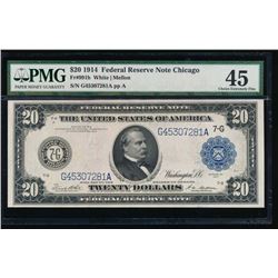 1914 $20 Chicago Federal Reserve Note PMG 45