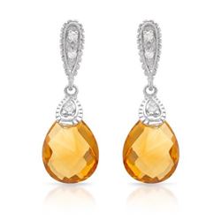 14KT White Gold 4.50ctw Citrine and Diamond Earrings