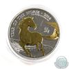 Image 1 : 2014 UK 2 Pound Year of the Horse 1oz .999 Fine Silver Coin with Gold Plating in Capsule (capsule is
