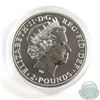 Image 2 : 2014 UK 2 Pound Year of the Horse 1oz .999 Fine Silver Coin with Gold Plating in Capsule (capsule is