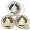 Image 2 : 2015 & 2016 China 1oz Fine Silver Pandas (Tax Exempt). Please note coins are toned and capsule is br
