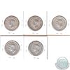 Image 2 : Lot of 1938-1945 Canada 50-cent All VF-EF, Except 1939 is VF (coins are scratched). 5pcs