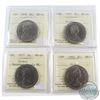 Image 1 : Lot of 4x Canada Nickel $1 ICCS Certified MS-64 Dated 1970, 1975, 1977 Detached Jewel WL & 1983. 4pc