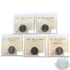 Image 1 : Lot of 2001-2017 Canada 5-cent ICCS Certified - 2001P MS-65, 2007 MS-66, 2009 MS-66, 2012 MS-66 & 20