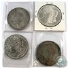 Image 1 : Lot of USA Morgan Dollars - 1879 & 3x 1921. Please note 3 of the coins are starting to turn green. 4