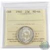 Image 1 : 1940 Canada 25-cent ICCS Certified MS-64