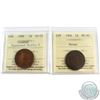 Image 1 : 1888 Canada 1-cent Repunched Middle 8 ICCS Certified AU-55 (Cleaned) & 1906 1-cent MS-60 Brown. 2pcs