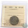 Image 1 : 5-cent 1925 ICCS Certified VF-20. *Key Date*