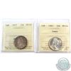 Image 1 : 1957 Canada 25-cent ICCS Certified MS-65 & 1963 MS-64 Cameo. 2pcs