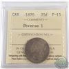Image 1 : 1870 Canada 25-cent Obverse 1 ICCS Certified F-15